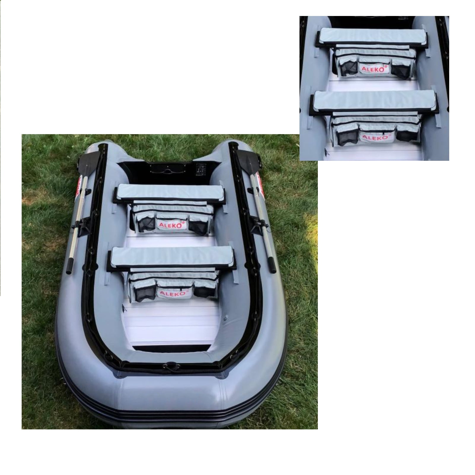 ALEKO 41X9In Seat Cushion With Under Seat Dark Gray Bag With Pockets For Boats 