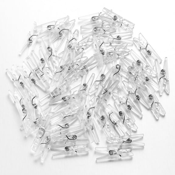 Raindrops 50pcs Mini Transparent White Clothes Pins Clips for Laundry, Household, and Daily Use