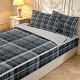 thumbnail image 3 of Manfei Modern Checkered Zipper Queen Comforter Set with Fitted Sheet and 2 Pillowcases,Geometric Check Art Zipper Bedding Set,Gray,Light Gray Reversible,4pcs, 3 of 8