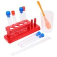 thumbnail image 1 of 1 Set Test Tubes Storage Rack with Testing Tubes Laboratory Experiment Supplies, 1 of 8