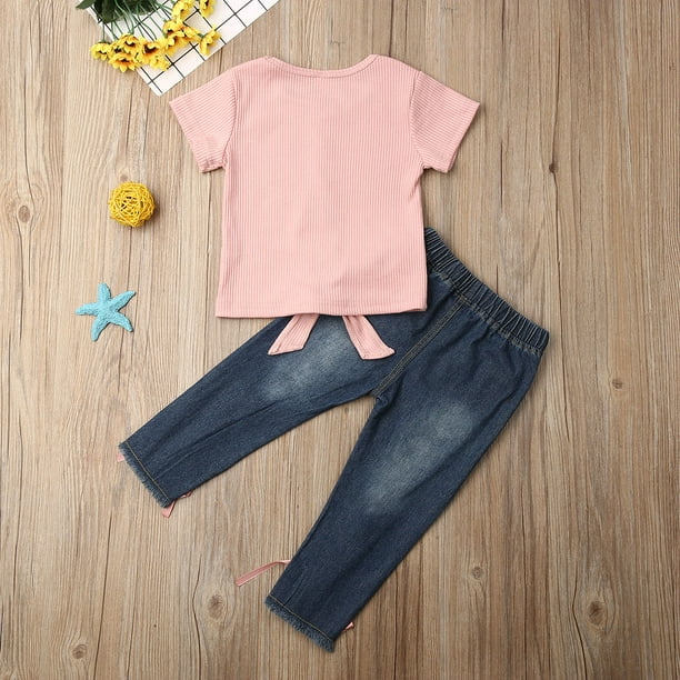 Sylvamorning Kids Baby Girl Shirt Top Denim Pants Jeans Legging