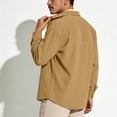 thumbnail image 3 of Domuza Men's Corduroy Shirt Jacket - Button Down Long Sleeve Spring Fall Casual Streetwear Loose Fit Lightweight Shacket Khaki S, 3 of 6