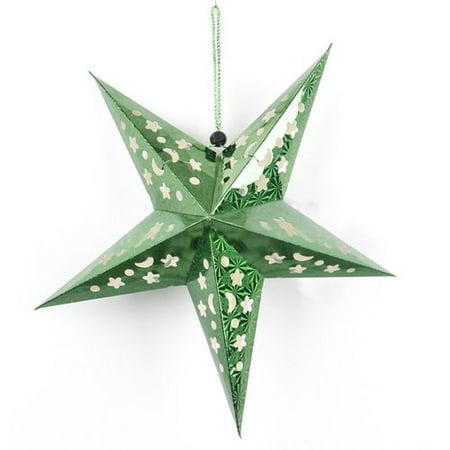 Homemade Paper Christmas Tree Star AkoaDa Ornament Christmas Jewelry Laser Hollow Paper Three-Dimensional Five-Pointed Star Pendant Christmas Decoration ()