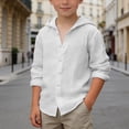 thumbnail image 3 of LYHaoo Boys Summer Shirt Long Sleeve Button Down Beach Top Breathable Solid Color Casual Wear For And Youth Basic Tees Casual Tops,Sizes 10-11 Years, 3 of 6