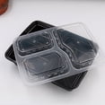 thumbnail image 4 of Voiceine 10Pcs Meal Prep Containers Bento Box 3 Compartment Containers with Lids for Picnic Office ( Black ), 4 of 10