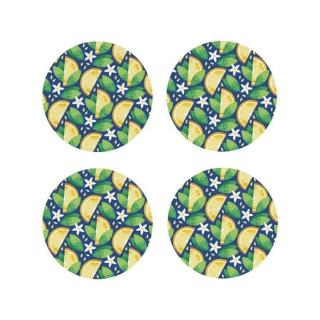 

Leather Coasters with Heat-resistant for Drinks cartoon Lemon flower -标题2 Round Shape