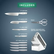 Ninja NeverDull Essential 10-Piece Knife System with Built-In Sharpener, Stain & Rust Resistant, K12010WH, White