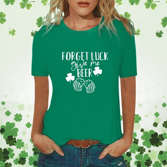 Baqcunre T Shirts for Women,Fashion Casual Printed Short Sleeve T-Shirt Top Blouse,St. Patrick's Day Shirts for Women Womens Tops,Graphic Tees for Women Green S-XXL