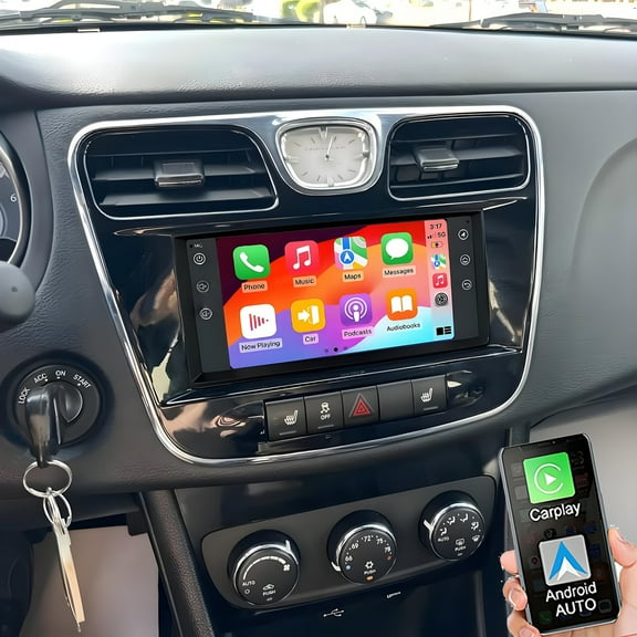 Gsuatey Android 15 Car Stereo Radio for Chrysler 200 2011-2014 with CarPlay Android Auto, 7'' HD Touch Screen Support Mirror Link, GPS, WiFi, FM SWC   AHD Backup Camera