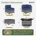 thumbnail image 3 of Aoxun 15 Piece Patio Furniture Set with 44” Fire Pit Table Wicker Rattan Outdoor Sectional Sofa Set with Coffee Table and 4” Thickened Cushions, Blue (Waterproof Cover Included), 3 of 7