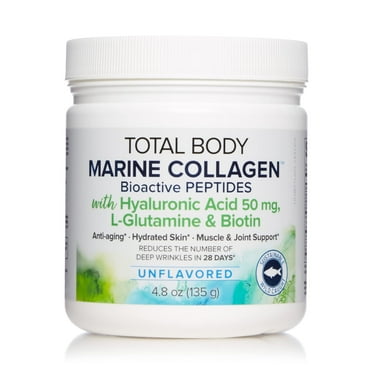 Natural Factors Total Body Marine Collagen, Bioactive Peptides Powder for Healthy Skin, Hair & Joints, Unflavored, 4.8 Oz
