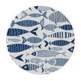 thumbnail image 2 of ONETECH  Summer Fish Geometric Round Tablecloth Blue Nautical Beach Table Cloth Tropical Outdoor Table Clothes Reusable Circle Table Cover for Picnic Party Dining Room Home Decor, 2 of 7