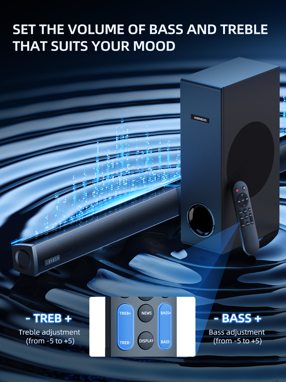 MEREDO 180W Detachable Soundbar with Subwoofer, 2.1CH photo 8