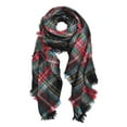 thumbnail image 2 of Premium Winter Large Knit Plaid Checked Square Blanket Scarf Shawl Wrap, 2 of 4