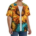 thumbnail image 2 of Sikiie Deep Yellow Colorful Sunflower Men's Wrinkle Free Untucked Cuban Shirt Business Casual Button Down Shirts Short Sleeve ShirtLarge, 2 of 5