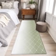 thumbnail image 4 of 2'x6' Rug Runners for Hallways Kitchen, Sage Green Ombre Non Slip Entryway Beside Floor Carpet Runner, Modern Geometric Rhombus Striped Washable Laundry Room Bedroom Throw Rugs Mat for Family Pet, 4 of 8