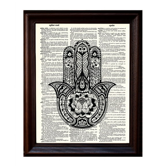 Hamsa Hand 2 - Dictionary Art Print Printed On Authentic Vintage Dictionary Book Page - 8 x 10.5