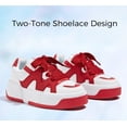 thumbnail image 4 of LUCKY STEP Stylish Thick Soled Sneakers Multi Colored Shoelaces Casual Shoes,White&Red,Womens, 4 of 10