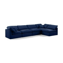 Meridian Furniture Indulge 164" Velvet L-Shaped Modular Sectional in Navy