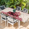 thumbnail image 2 of Valentine's Day Table Cloths for 8 Foot Rectangle Tables, Romantic Love Truck Roses Plaid Beige Patio Waterproof Elastic Fitted Tablecloths, Washable Rectangular Table Cover for Camping, 2 of 8