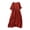 Red, variant on Qiopertar Linen Embroidered Dress for Women Casual Loose Fit Round Neck Short Sleeve Solid Color Summer Beach Vacation Boho Flowy Maxi Dress, White 3XL