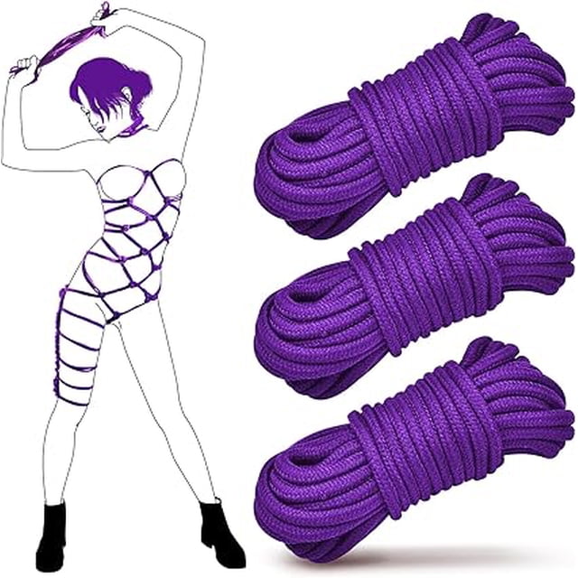 Cuerdas de sujeción para bondage BDSM - 3 cuerdas de algodón de 10 m para principiantes BDSM, cuerdas Shibari de 8 mm, kit de ataduras para bondage BDSM, juego fetichista SM, juguetes sexuales para m