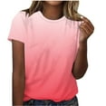 thumbnail image 3 of SROBPTY Womens Summer Tops, Casual T Shirts for Women, Womens Casual Fashion Crew Neck Gradient Printed Short Sleeve T Shirt Blouse Tops Red,L, 3 of 5
