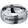 thumbnail image 2 of Tungsten Graduating Class Of 2019 Engraved Love Mom Band Ring 8mm Men Women Comfort Fit Gray Step Bevel Edge Brushed Polished, 2 of 4
