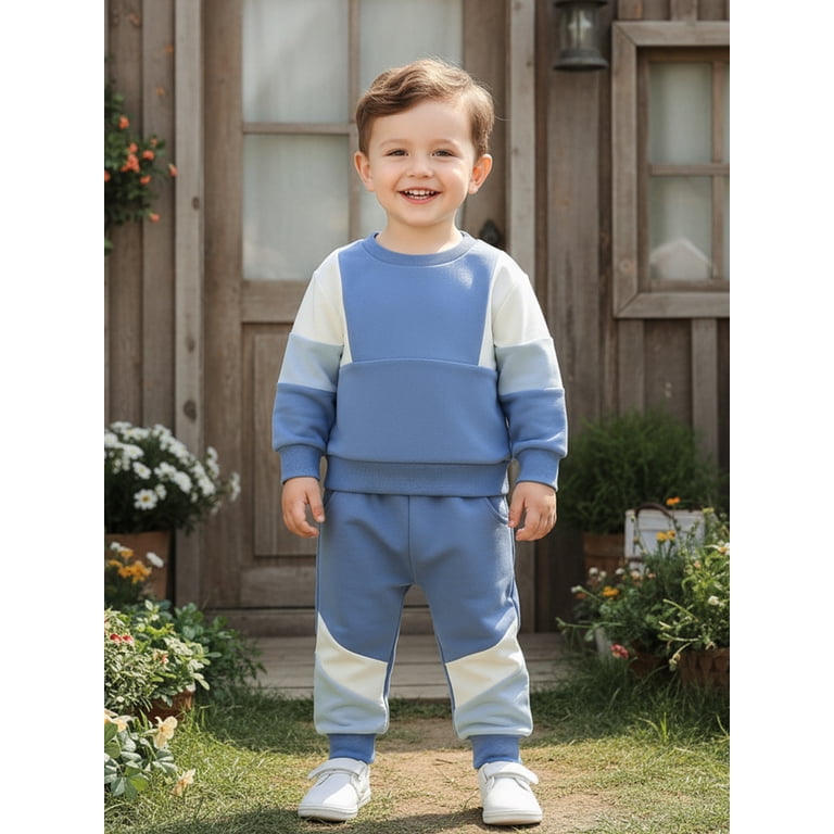 Loicainy Toddler Boy Patchwork Sweatshirt & Joggers Set photo 4