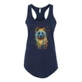thumbnail image 2 of Bear Painting Splatter Abstract Art Animal Lover Ladies Racerback Tank Top, Navy, X-Large, 2 of 3