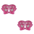 thumbnail image 1 of Jumpingount Lindas mujeres gato garra pata mitones de felpa cálido felpa corto sin dedos mullido oso gato guantes disfraz medio dedo rosado 2piezas, 1 of 6