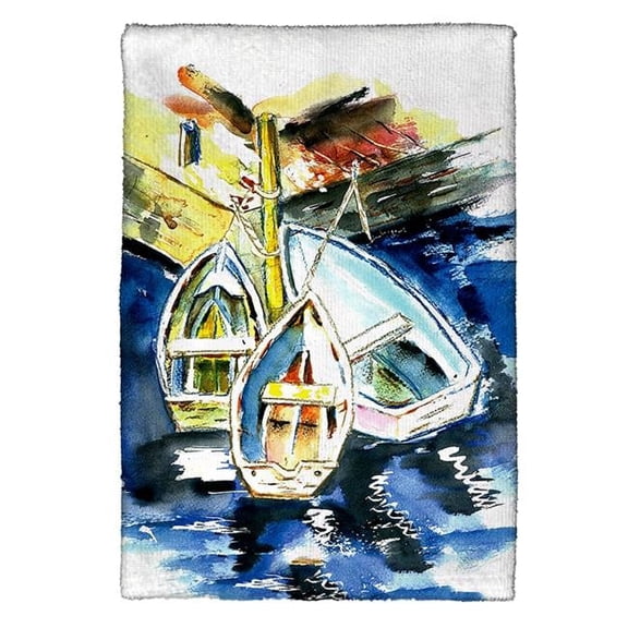 Betsy Drake KT226 Three Row Boats Kitchen Towel