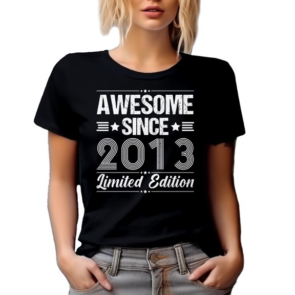 Awesome Since 2013 Limited Edition - Birthday or Anniversary, Black T-Shirt, Small