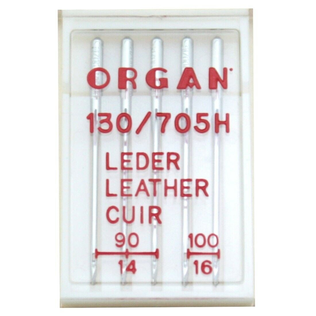 Pack of 5 Organ 130/705H Leather Needles for Home Sewing Machine
