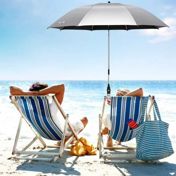 Sombrilla portátil de acampada con sombrilla solar • Ajustable en inclinación • Ligera y plegable • Silla de pesca • Sombra exterior y asiento