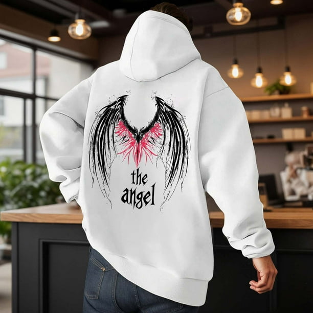 MHFRRA Sudadera con Capucha y Estampado de Ángel de Invierno, Informal, Suave, Cómoda, Cálida y Gruesa, de Manga Larga, para Actividades Al Aire Libre Blanco