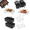 thumbnail image 2 of Air Accessories Set Silicone Basket Pots Liner Oven Baking Tray Double Layer Steamers Roasting Rack for AF400UK, 2 of 9