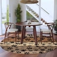 thumbnail image 5 of Brown Beige Round Rug 7ft Washable Circle Rugs Non Slip Rustic Farmhouse Dog Paw Vintage Large Area Rug Indoor Floor Carpet for Bedroom Kitchen Living Room Home Office Dining Room Nursery, 5 of 8