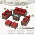 thumbnail image 4 of POTEBAN Patio Furniture Set with 44" Fire Pit Table, 9 Pieces Outdoor Sectional Conversation Sets with Swivel Chair & Ottoman for Garden Backyard Deck, Wine Red, 4 of 9