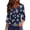 Z91Dark Blue, variant on Women's V Neck 3/4 Sleeve Tops Casual Ditsy Floral Print Loose Fit Spring Summer Blouses Gray S
