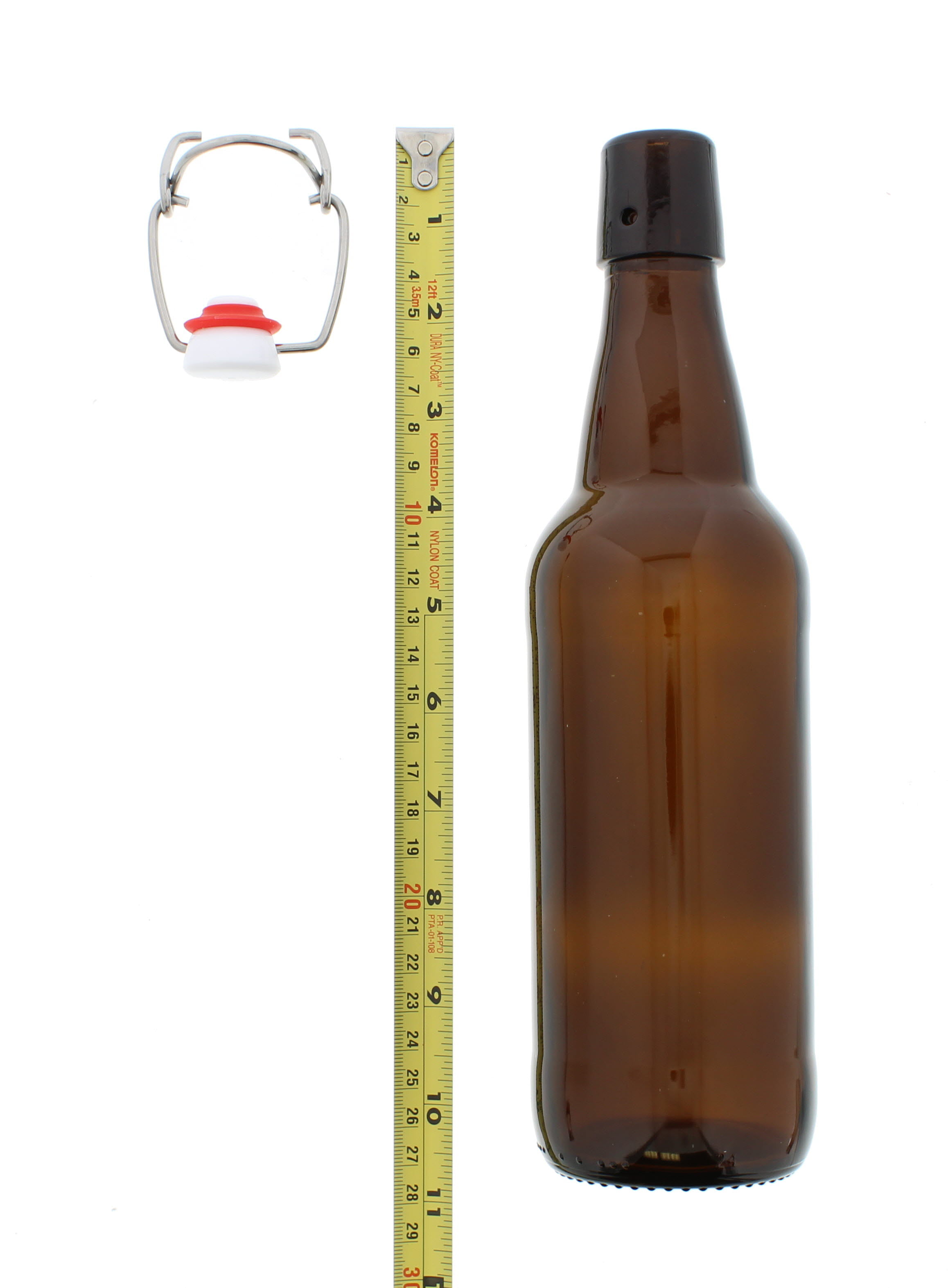 Juvale 6 Pack 16 oz Glass Bottles with Swing Top Lids and Square Base,  Includes Brush and Funnel for Homemade Brewing