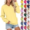thumbnail image 5 of lcziwo Women's V Neck Sweatshirt No Hood with Pockets Hoodless Thin Pullover Casual Loose Fit Long Sleeve Fall Top Sweat Shirts Sky Blue,XL, 5 of 5