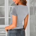 thumbnail image 3 of Womens Summer T-Shirts Basic U Neck Sexy Short Sleeve Henley Casual Slim Shirts, 3 of 3