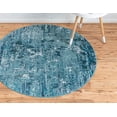 thumbnail image 3 of Rugs.Com Starlight Collection Transitional Abstract Round Rug ‚Äì Blue 4' X 4' Rug Perfect for Dining Rooms, Breakfast Nooks, Kitchens and More‚Ä¶, 3 of 4