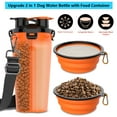 thumbnail image 2 of Dog Travel Water Bottle with Collapsible Bowls, Portable 2 in 1 Leakproof Pet Water Bottle Dispenser & Food Treat Container, Outdoor Food Water Dog Bowls for Walking, Trips, Camping & Hiking - Orange, 2 of 9