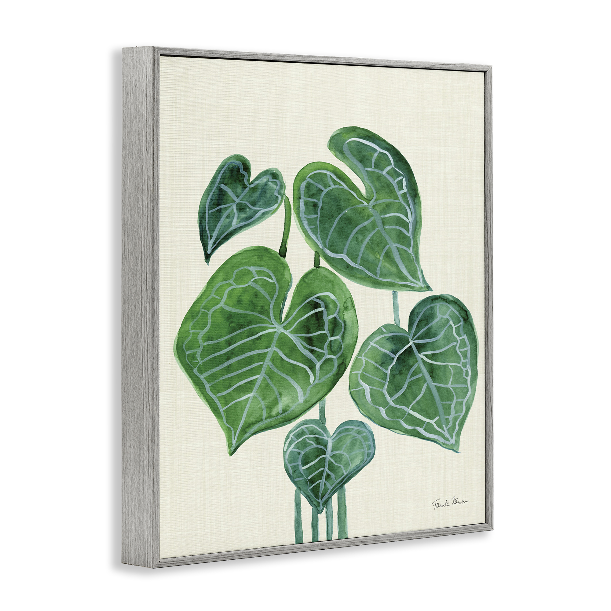 Stupell Industries Tropical Leaf Bundle Botanical & Floral Painting Gray Framed Art Print Wall Art, 24 x 30
