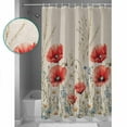 thumbnail image 3 of Red Poppy Flower Shower Curtains for Bathroom Waterproof Fabric Bath Curtains Decor Bath Tub Curtain Patriotic Botanical Summer Floral Decorative Shower Curtain Sets with 12 Hooks, 72x72 Inch, 3 of 6