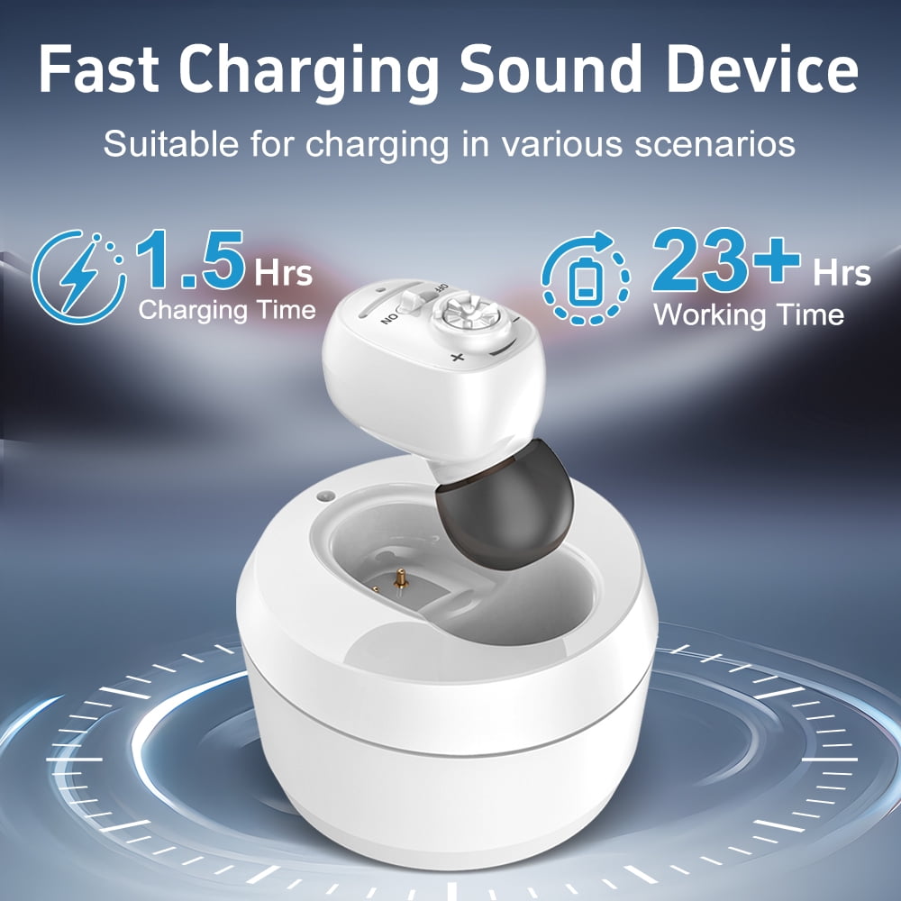 ELCTRTICI Hearing Aids for Seniors, Rechargeable, VHP-1607, White, Single