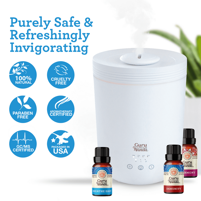Guru Nanda Essential Oil for Diffusers - Set of 6 Therapeutic Grade  -Variety Blended Scents 