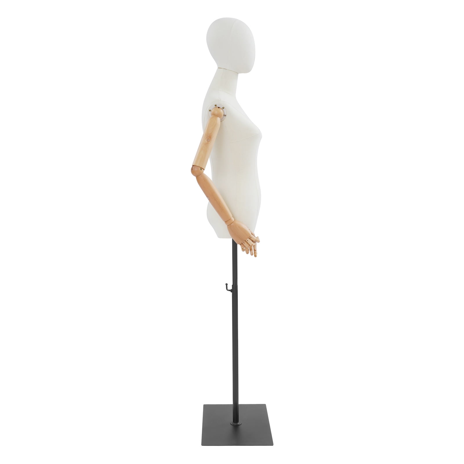 Female Mannequin, Female Dress Form Display, Adjustable Height（White + Wood Color + Black）